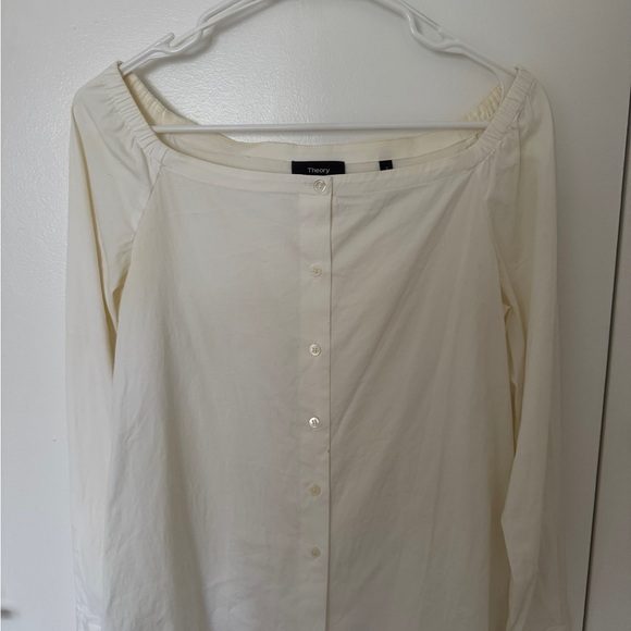 Theory Women's Off-White off the shoulder Button-Down Shirt - Picture 1 of 3